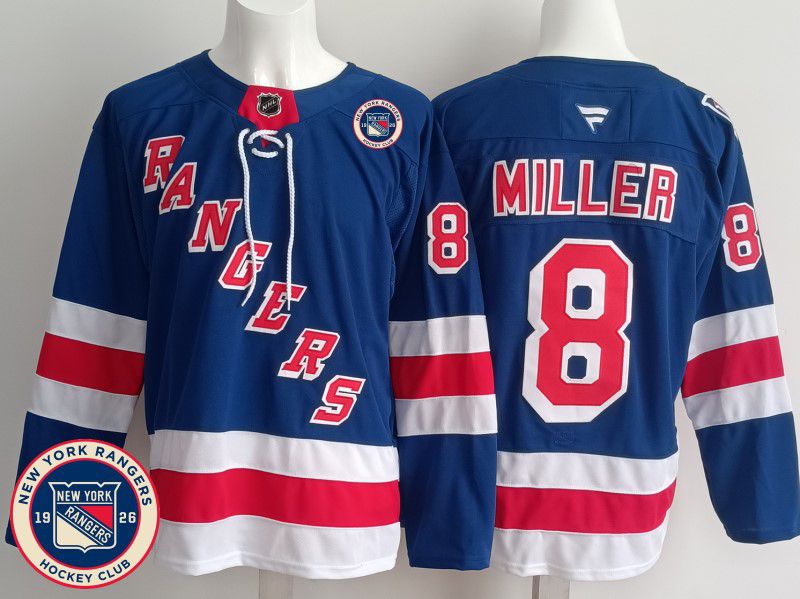 Men New York Rangers #8 Miller Blue 2025 Fanatics Home Premium NHL Jersey style 3->new york rangers->NHL Jersey